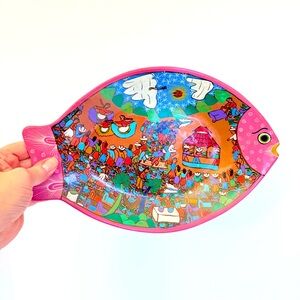 Hand-Painted Mexican Folk Art Fish Platter / Wall Hanging Terracotta